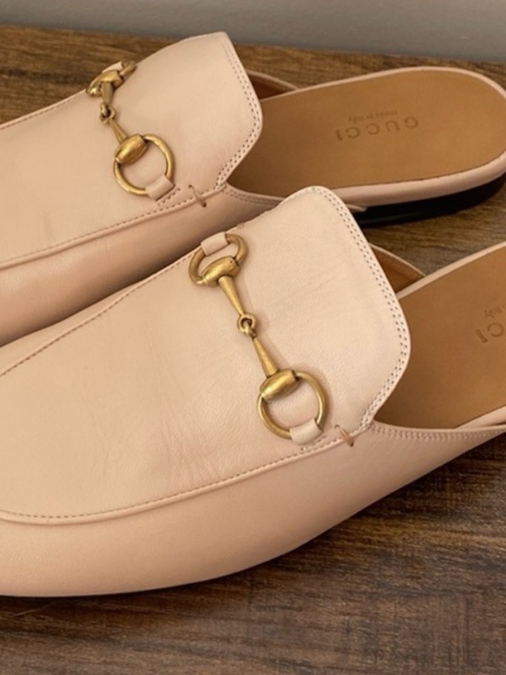 Gucci Blush Color Leather Horsebit Backless Mules Sz 38.5 New with Dustbag. - Picture 3 of 5